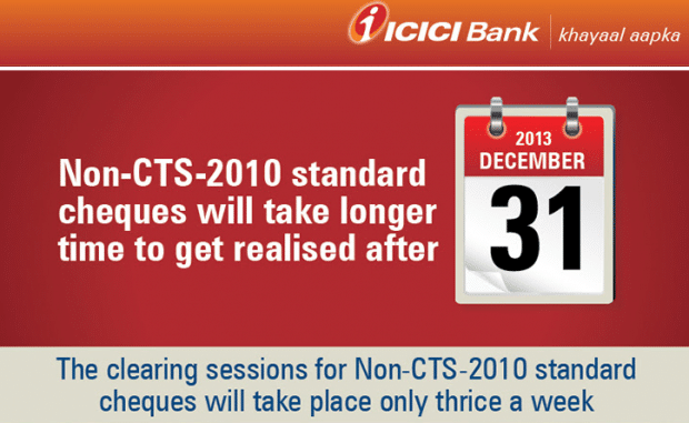 ICICI Bank Non CTS Check Clearance Mailer